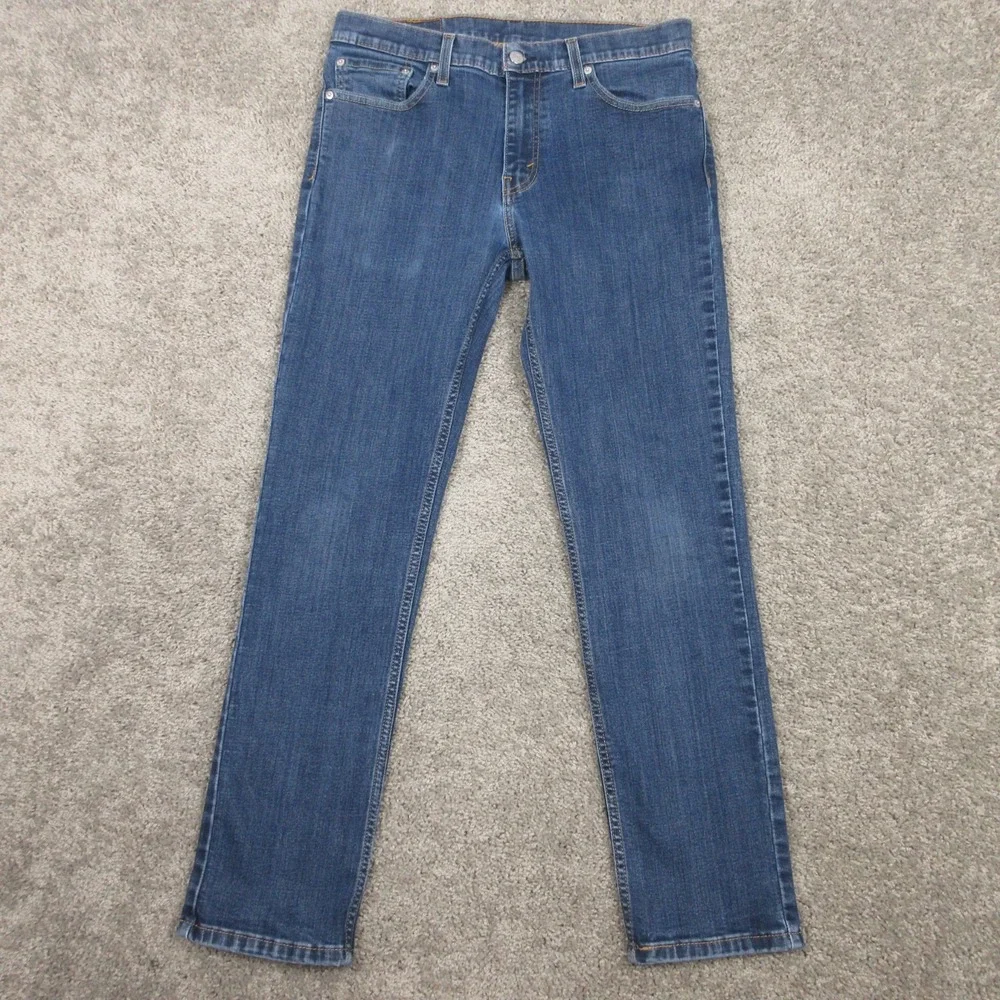 Levis Jeans‎ Mens 33x29 (Tag 33x32) Blue 511 Slim Straight Faded Zip Denim Pants